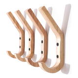 Percheros De Pared De Madera Maciza, 4 Unidades