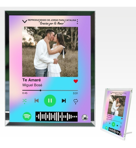 Cristal Personalizado A Color Con Código De Canción Spotify