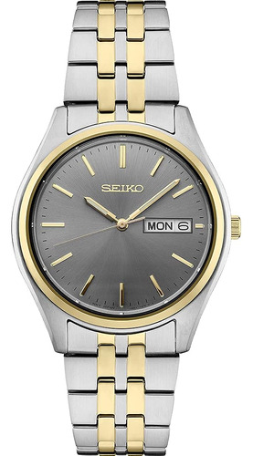 Reloj Seiko Sur432 For Men - Collection Essentials - Con Color De La Correa Plateado Color Del Bisel Dorado Color Del Fondo Gris