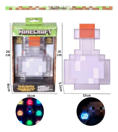Minecraft Torch Botella Que Cambia Color Luz Nocturna Led-we