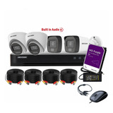 Cctv Kit Pro Hikvision 4 Cam 2mp Smart Colorvu Audio 1tb