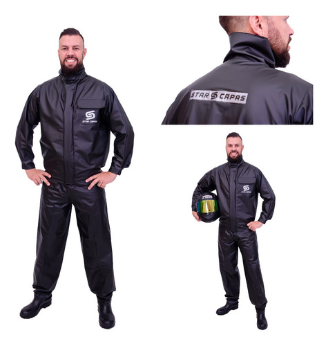 Capa De Chuva Motoqueiro Motoboy Conjunto Impermeável Frio