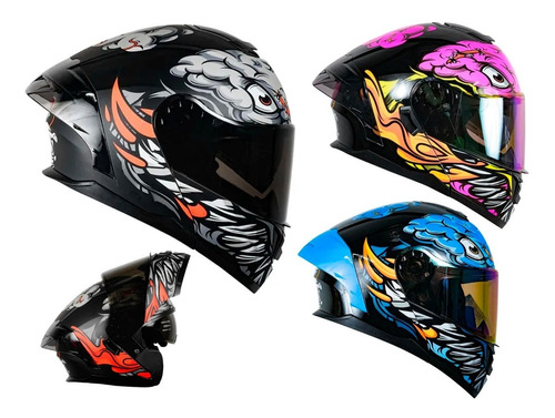 Casco Moto Abatible Kov Certificado Dot C Alerón Aleta Gafa