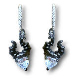 Aretes Malefica Corazon Oro Negro Gotico Original S925 Dtup®