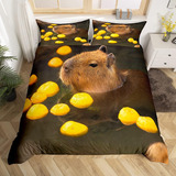 Juego De Ropa De Cama De Capybaras Para Niños, Tamaño Indivi