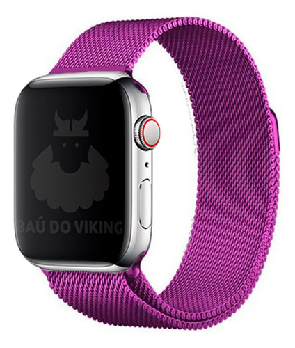 Pulseira Aço Milanês Milanese P/ Apple Watch 42mm 38mm 44mm Cor Roxo Largura 40 Mm