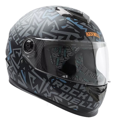 Casco Moto Rockwell  Zombie Gris Naranja Con Visor Antirraya