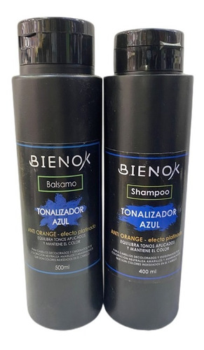 Shampoo Matizador Azul + Balsamo Matizador Azul Bienok