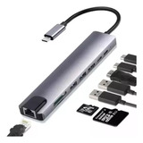 Adaptador Multi-puerto Usb Tipo C Dock Hub A Hdmi Lan 8 En 1