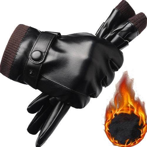 Guantes De Cuero Para Hombre Invierno Visualización Táctil