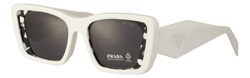 Prada Spr 08y-f 02v-5s0 Oversized Rectangular White