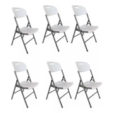 Set 6 Sillas Plegable Comoda Jardin Plastico Fiestas Blanco 