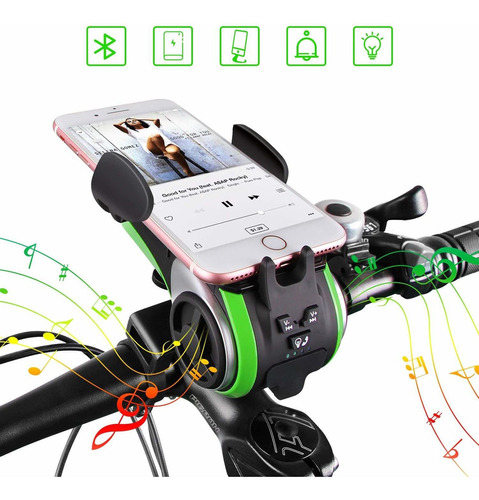 Soporte Para Celular Bluetooth Bocina Timbre Luz Bicicleta