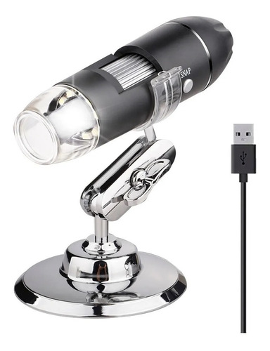 Microscopio Digital Usb 1600x Luz Led Soporte 3 Conectores 