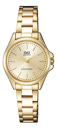 Reloj Para Mujer Q&q Qa07j010y Qa07j010y Dorado + Estuche 