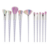 Set 10 Brochas Maquillaje Unicornio Rostro Ojos Sombras 