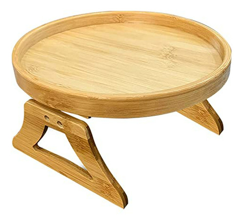 Mesa De Madera Con Brazo Para Sofá, Bandeja De Madera Con Cl