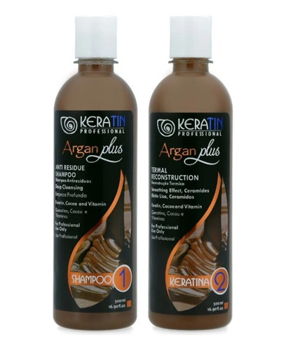 Kit Alisado Keratin Argán Plus Chocolate 500 Ml