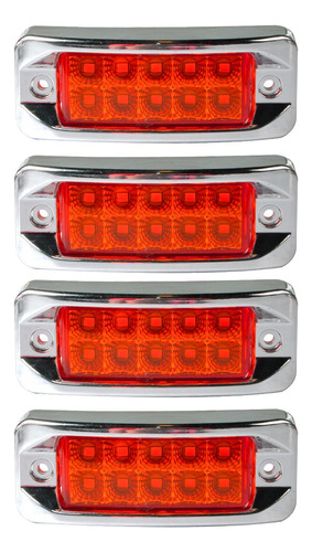 Plafón Led Lateral 10 Led Luz Alta, Baja Y Estrobo (4pzas)