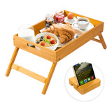 Bellsal Mesa De Cama Pequea Con Patas Plegables Para Comer,