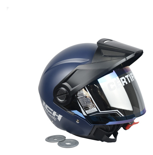 Casco Abierto Ich 102 Especial Solid Evo Az Nvy Slv Visor Az