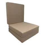 Puff Multiuso 3em1 Colchonete Dobravel/sofa Linho Marrom