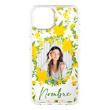 Funda Personalizada iPhone 14 Tu Foto Y Flores Amarillas 