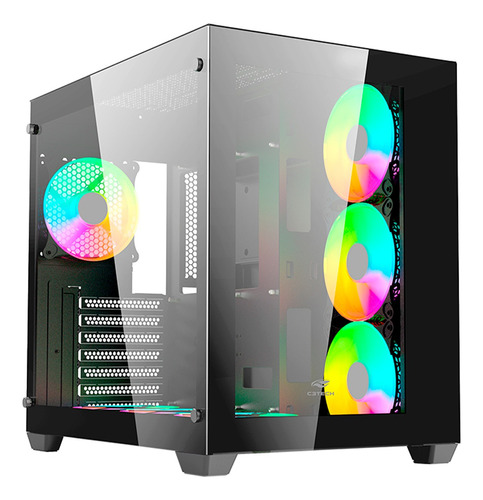 Gabinete Gamer Cube Atx C3tech Lateral Vidro Temperado Preto