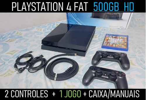 Sony Playstation 4 Ps4 Fat 500gb + 2 Controle + 1 Jogos Em Disco Original! - P1