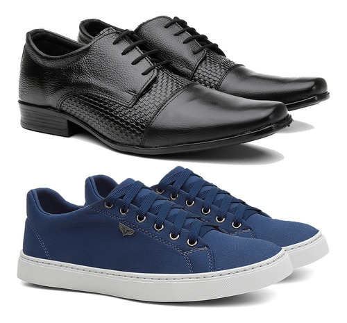 Kit Sapato Social Masculino + Sapatenis Tenis Casual Oferta 