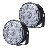 Par Faro Auxiliar Circular Blanco 9 12v Led Auto Moto Camion