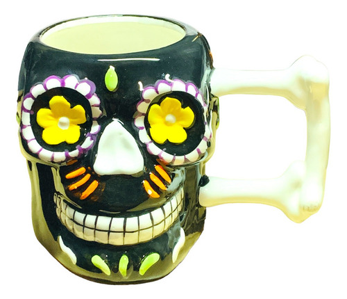 Taza Dia De Muertos 3d Ceramica Calavera 