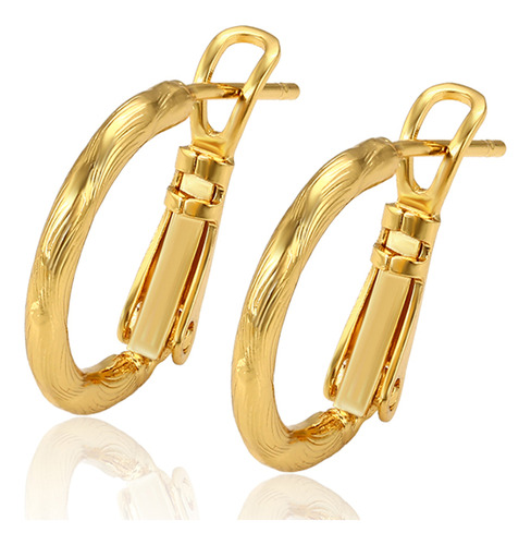 Aretes Oro 24k Lam Arracada Chica 1.7cm Labrada Regalo Dama 