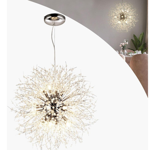 Lustre Pendente Sala Jantar Moderno Dente Leão Globo 50cm Cor Prateado 110v/220v