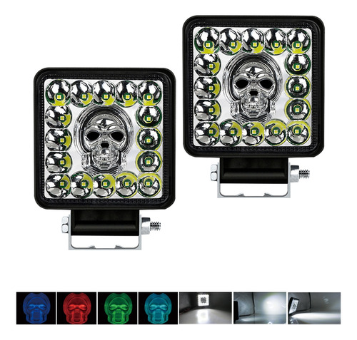 Par Faros 12 Led Cuadrado Auxiliare Estrobo Fija Dually Jeep