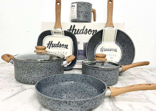 Bateria De Cocina Hudson Stone X 8 Piezas (apta Induccion) 