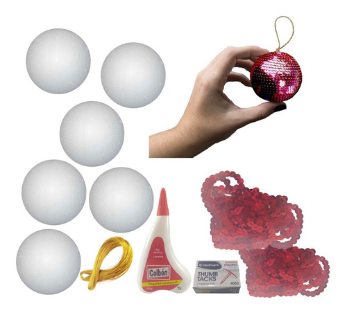 Bolas De Navidad Kit Para Decoración En Icopor X 6 Unid 
