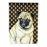 Bandera De Jardín Con Retrato De Pug Y Dulces De Halloween