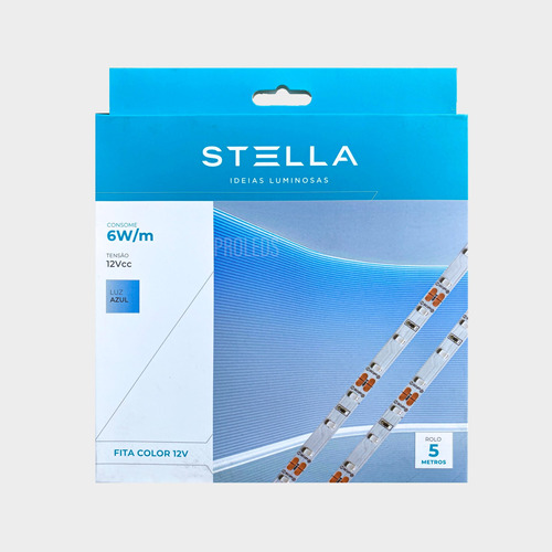 Fita  De Led Stella 6w/m 12v Ip20 Luz Azul Sth6800/az