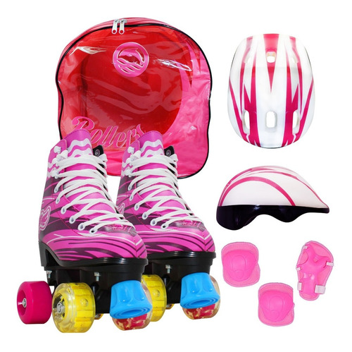 Patines 4 Ruedas Artísticos Rosado Luces Dolphin T Soy Luna