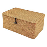 Cesta De Almacenamiento De Mimbre Con Tapa, Caja De Almacen.