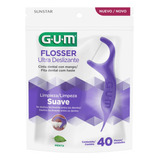 Gum Flosser Suave Ultra Deslizante Hilo Dental C/mango 40un 
