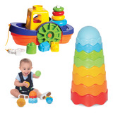 Kit Brinquedo Didático Bebê 1 Ano Banheira Piscina Presente