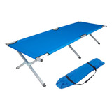 Catre Aluminio Portable C/bolso Campamento Carpa 120kg Color Azul