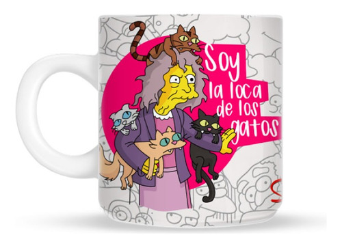 Mug Taza Pocillo La Loca De Los Gatos Los Simpsons