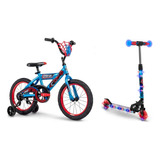 Bicicleta + Scooter Plegable R16 Spiderman Infantil 