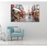 Paris Tipo Óleo Cuadro Canvas Decorativo En Bastidor 80x140