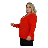 Blusa Feminina Plus Size De Frio Suéter Gola V Promoção 