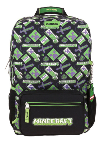 Mochila Grande Negro Chenson Minecraft Primaria Dorein Para 