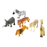 6pcs Modelo De Brinquedo De Animais Selvagens De Plástico